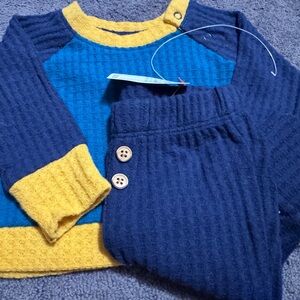 Infant Baby 2 pc Long Sleeve Colorblock Ribbed Top & Ribbed Joggers- Cat & Jack